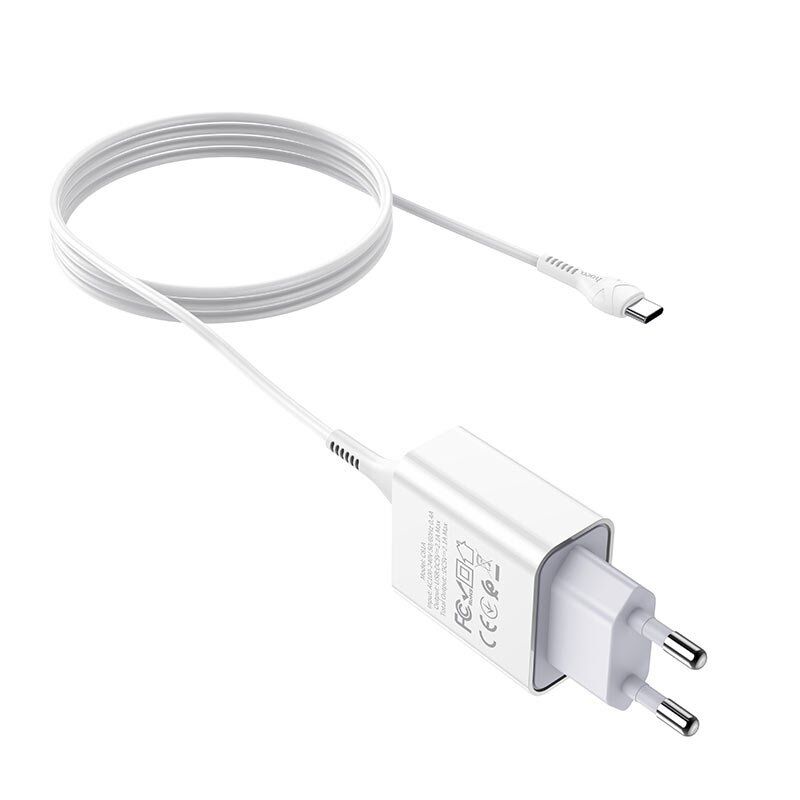 СЗУ HOCO C81A (1USB/2.1A) + USB - Type-C (23pc) (белый)