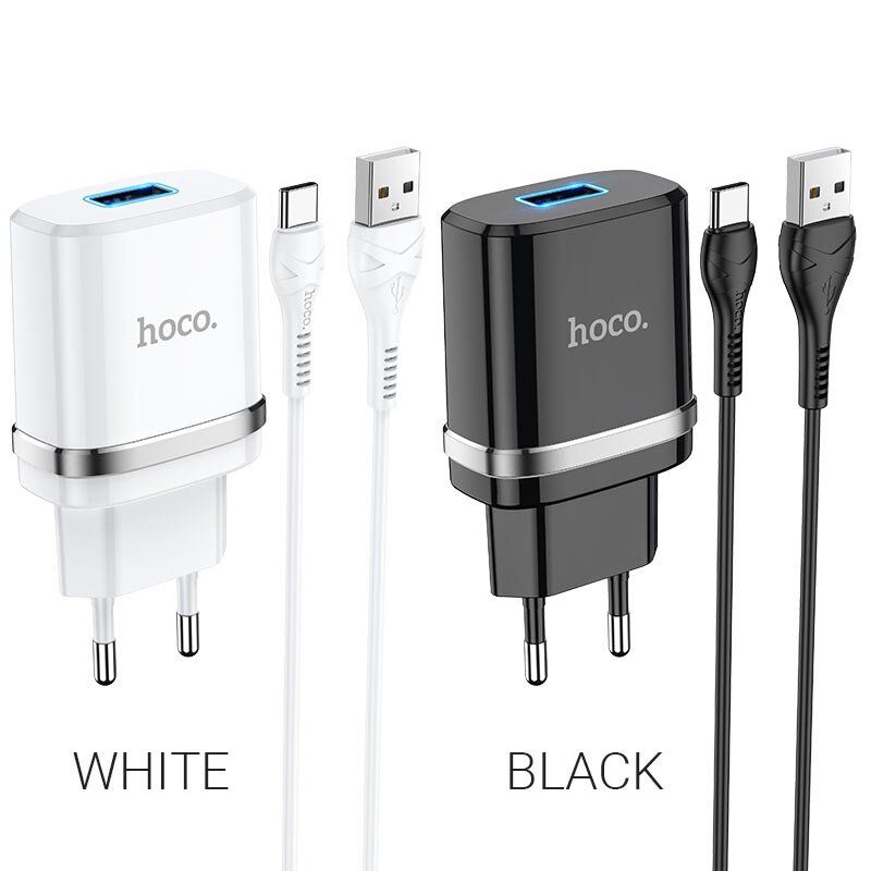 СЗУ HOCO N1 (1USB/2.4A) + USB - Type-C (12pc) (черный)