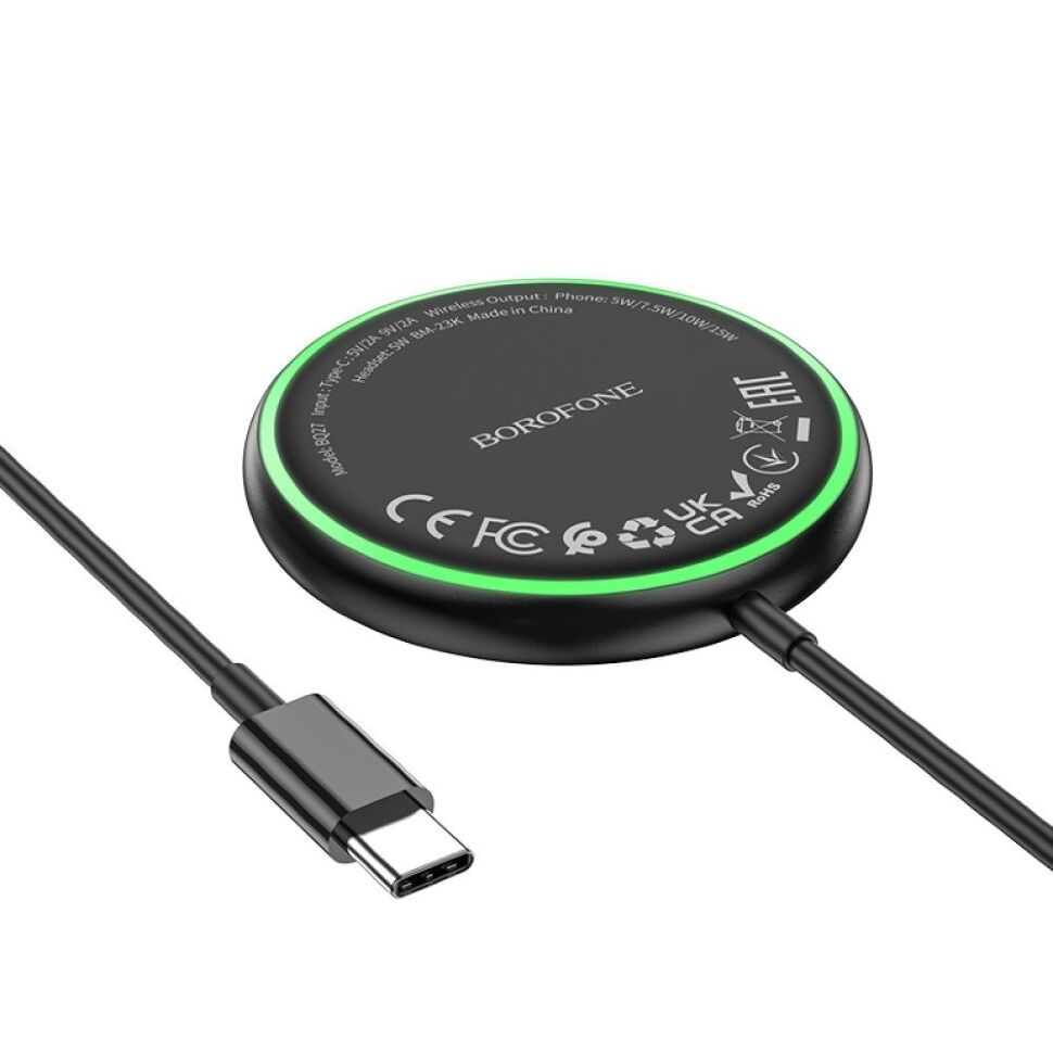 Бездротовий зарядний пристрій BOROFONE BQ27 2в1 (для телефону та навушників) з TYPE-C роз'ємом Бездротовий зарядний пристрій BOROFONE BQ27 2в1 (для телефону та навушників) з TYPE-C роз'ємом