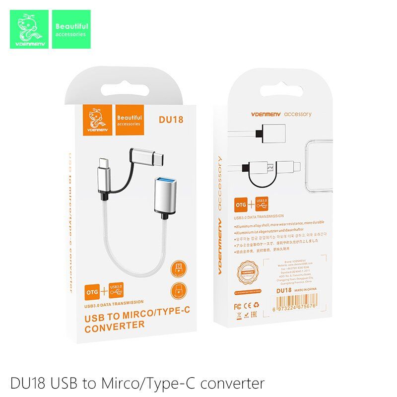 OTG DENMEN DU18 2IN1 TYPE-C + MICRO to USB 3.0 CONVERTOR
