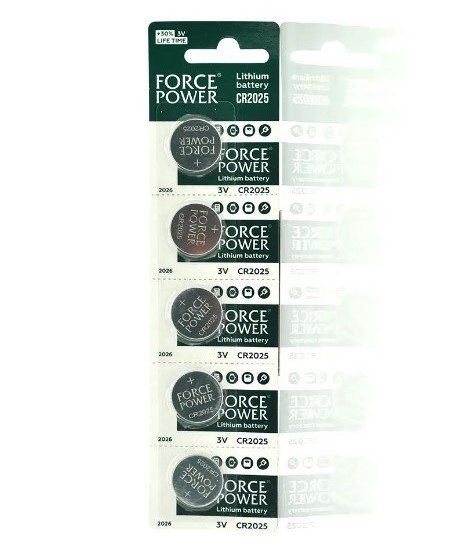 Батарейка CR2025 літієва Force Power 3V, 5 штук