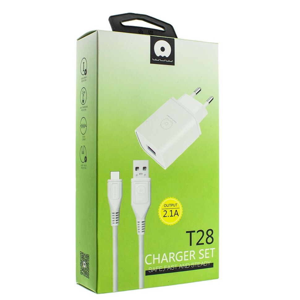 Зарядний пристрій WUW T28 2.1A + USB-Micro