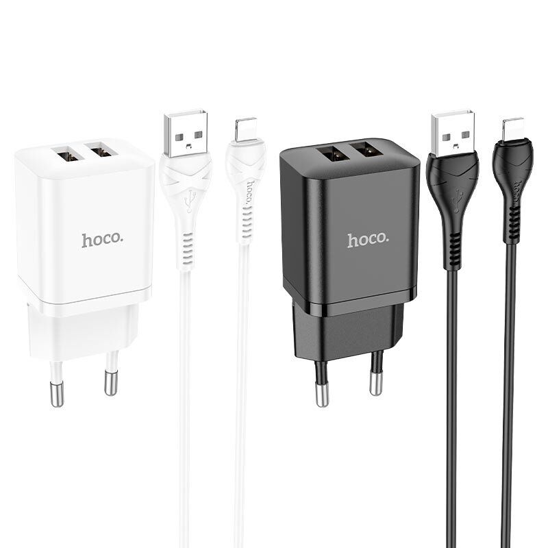 СЗУ HOCO N25 (2USB/2,1A) + USB - Lightning (черный)