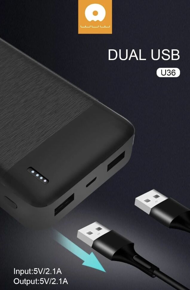 Power Bank WUW U36 27000 mAh ЧОРНИЙ