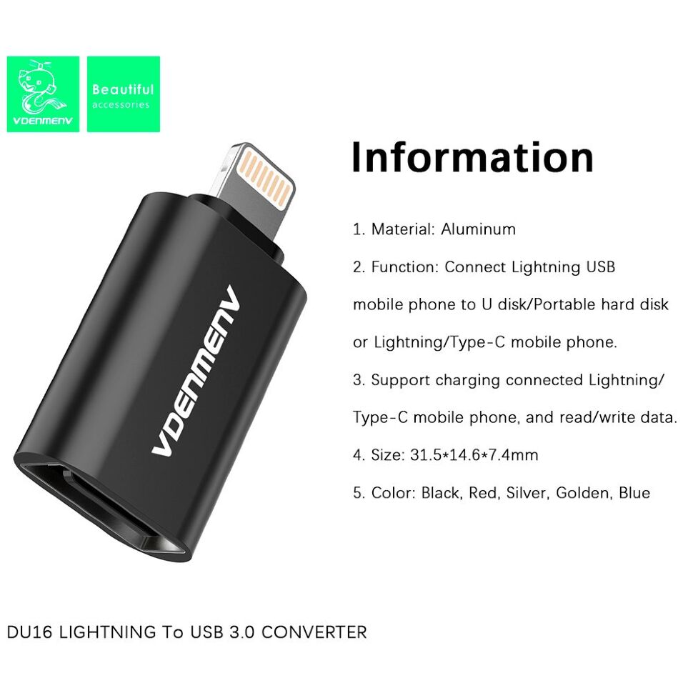 OTG DENMEN DU16 LIGHTNING to USB 3.0 CONVERTOR OTG DENMEN DU16 LIGHTNING to USB 3.0 CONVERTOR