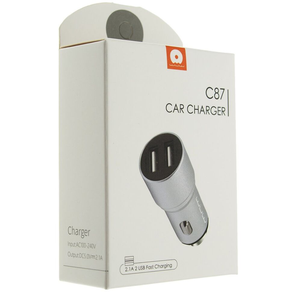 Автомобільний зарядний пристрій WUW C87 2USB 2.1A FAST CHARGING METAL СТАЛЬНИЙ (120) Автомобільний зарядний пристрій WUW C87 2USB 2.1A FAST CHARGING METAL СТАЛЬНИЙ (120)