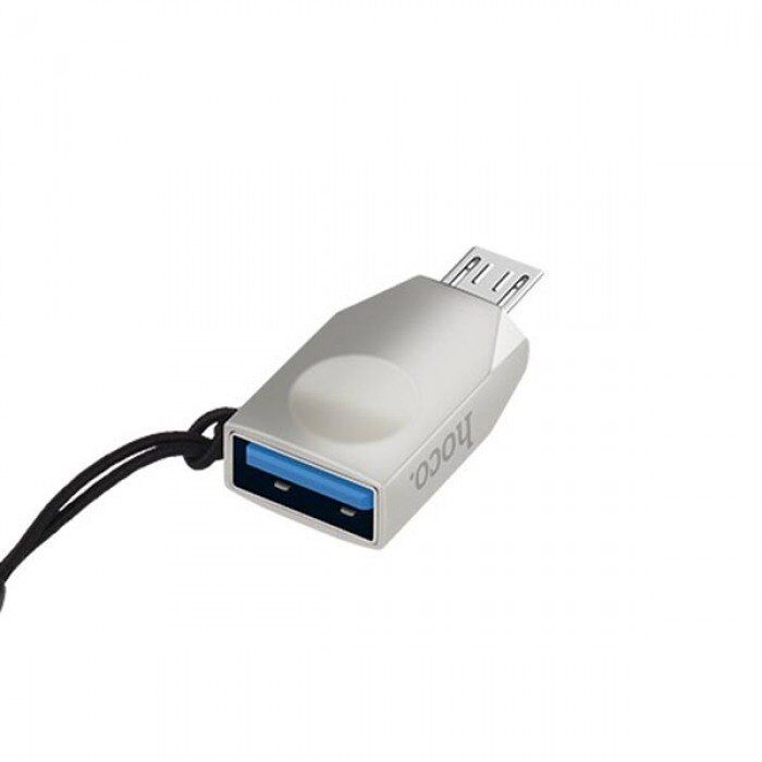 OTG-адаптер HOCO UA10 USB-A (мама) на Micro-USB (тато), PEARL NIKEL