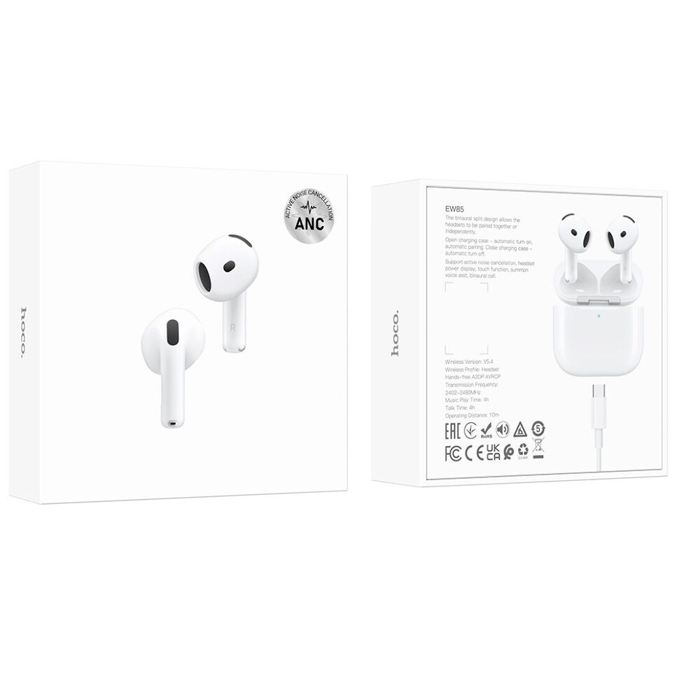 Бездротові навушники HOCO EW85 True wireless ANC noise reduction BT headset, білий