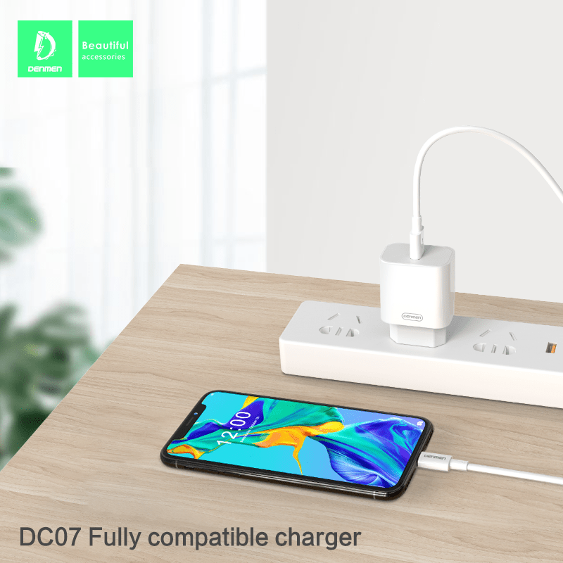 Мережевий зарядний пристрій DENMEN DC07T 3.6A 1USB 18W QC3.0, FCP, AFC, SCP + CABLE USB Type-C