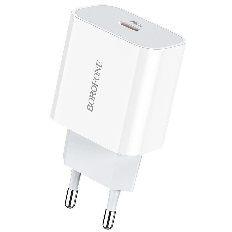 Мережевий зарядний пристрій BOROFONE BA38A Plus Speedy PD20W USB-C, БІЛИЙ Мережевий зарядний пристрій BOROFONE BA38A Plus Speedy PD20W USB-C, БІЛИЙ