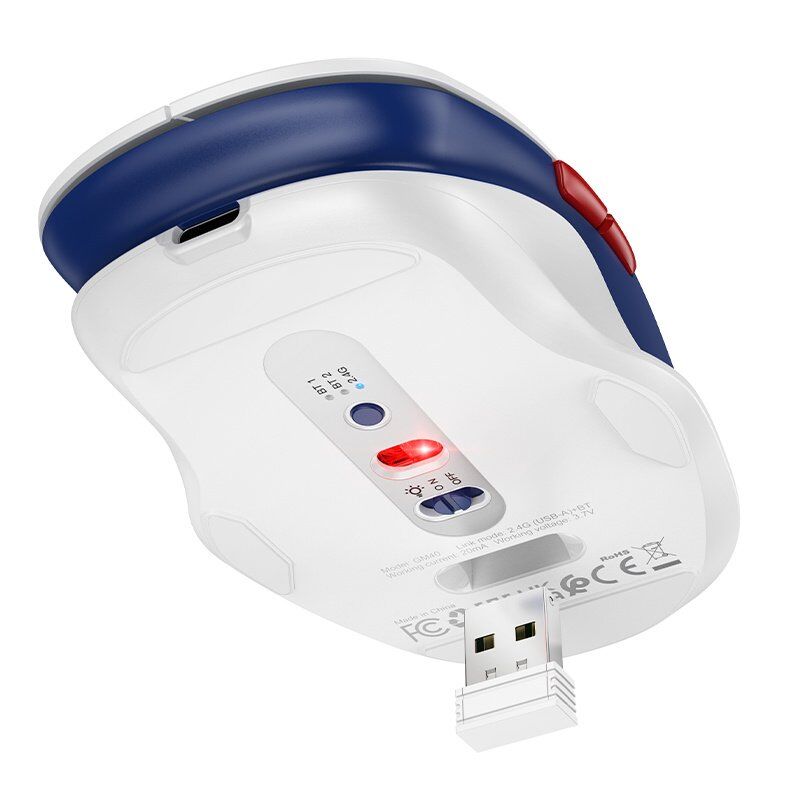 Мишка бездротова HOCO GM40 Dixon RGB dual-mode (rechargeable version), space white