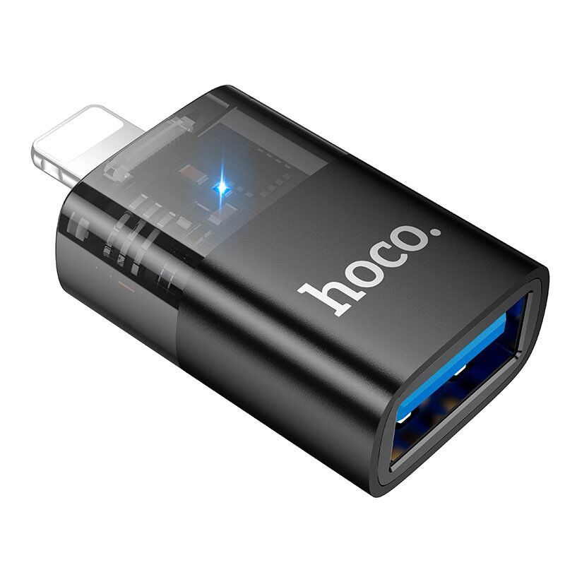 OTG-адаптер HOCO UA36 Lightning (штекер) на USB (гнездо), ЧЕРНЫЙ