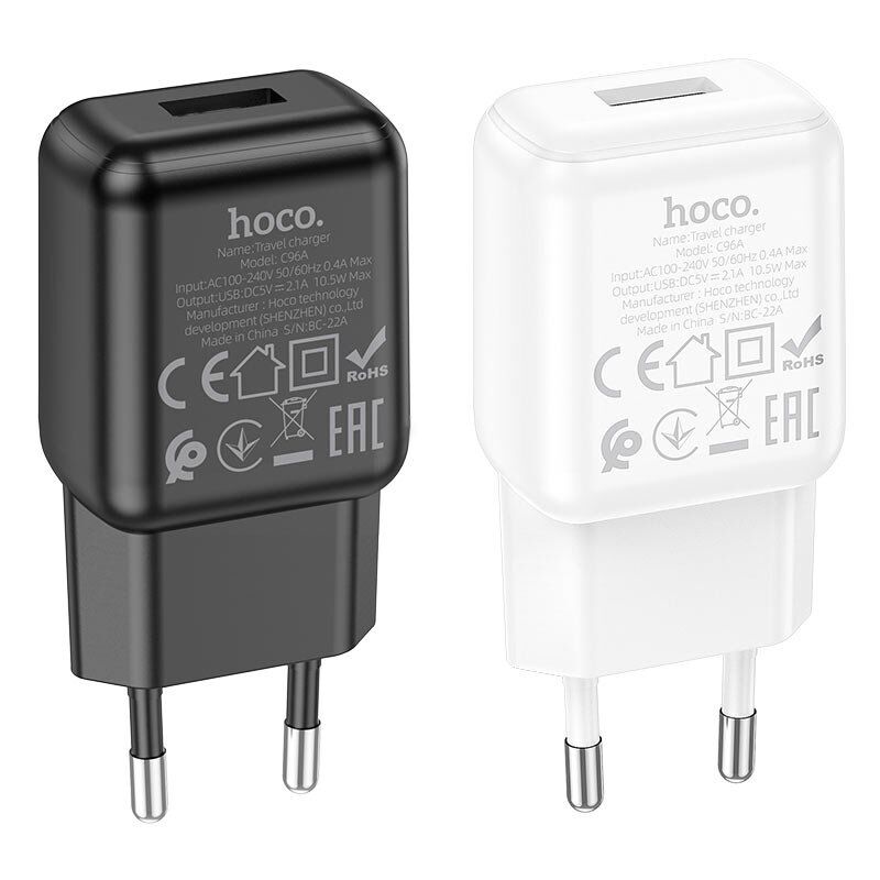 СЗУ HOCO C96A (1USB/2.1A) (27pc) (белый)
