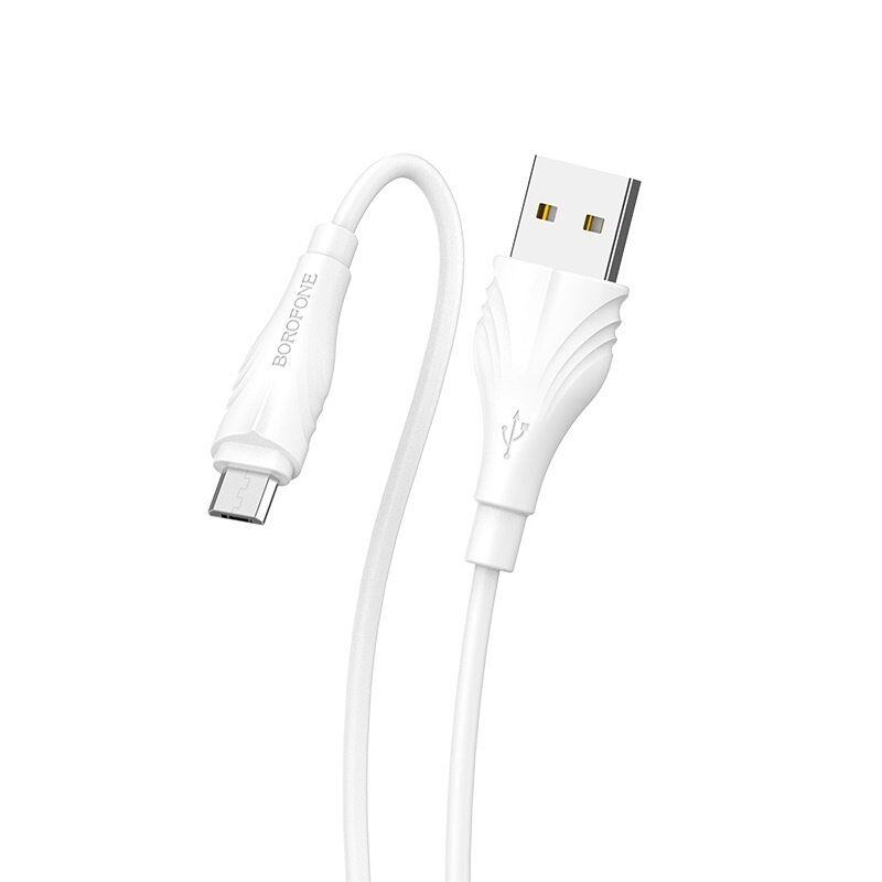 USB кабель BOROFONE BX18 charging data 2,4А USB - micro USB 2 метри, бiлий