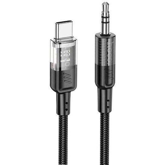 Аудіокабель HOCO UPA27 AUX Type-C (папа) на 3,5 мм (папа), 1,20 метри, чорний Аудіокабель HOCO UPA27 AUX Type-C (папа) на 3,5 мм (папа), 1,20 метри, чорний