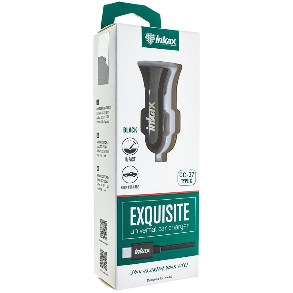 Зарядний пристрій INKAX CC-37 1.0A + USB кабель TYPE-C Зарядний пристрій INKAX CC-37 1.0A + USB кабель TYPE-C