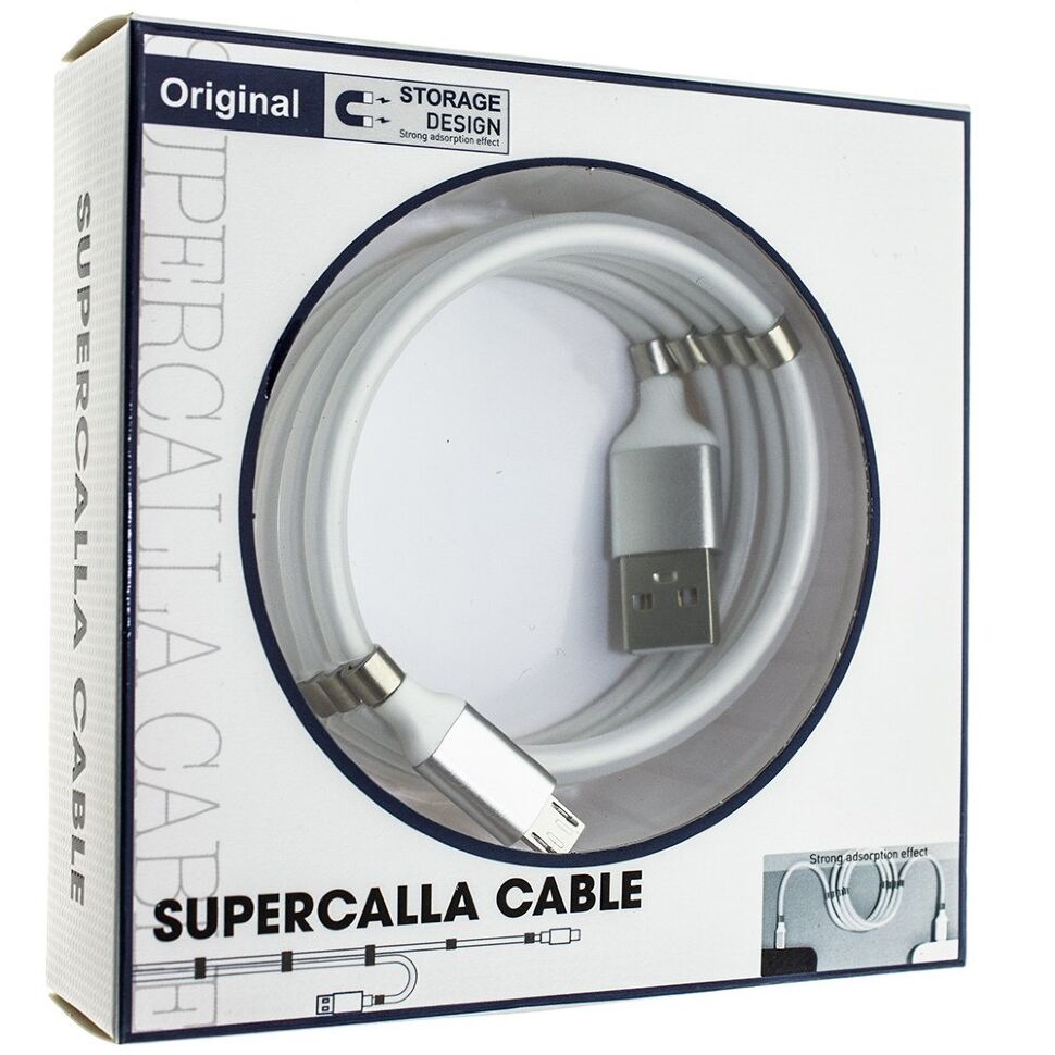 Кабель USB SUPERCALLA USB - micro USB 10 магнітів БІЛИЙ Кабель USB SUPERCALLA USB - micro USB 10 магнітів БІЛИЙ