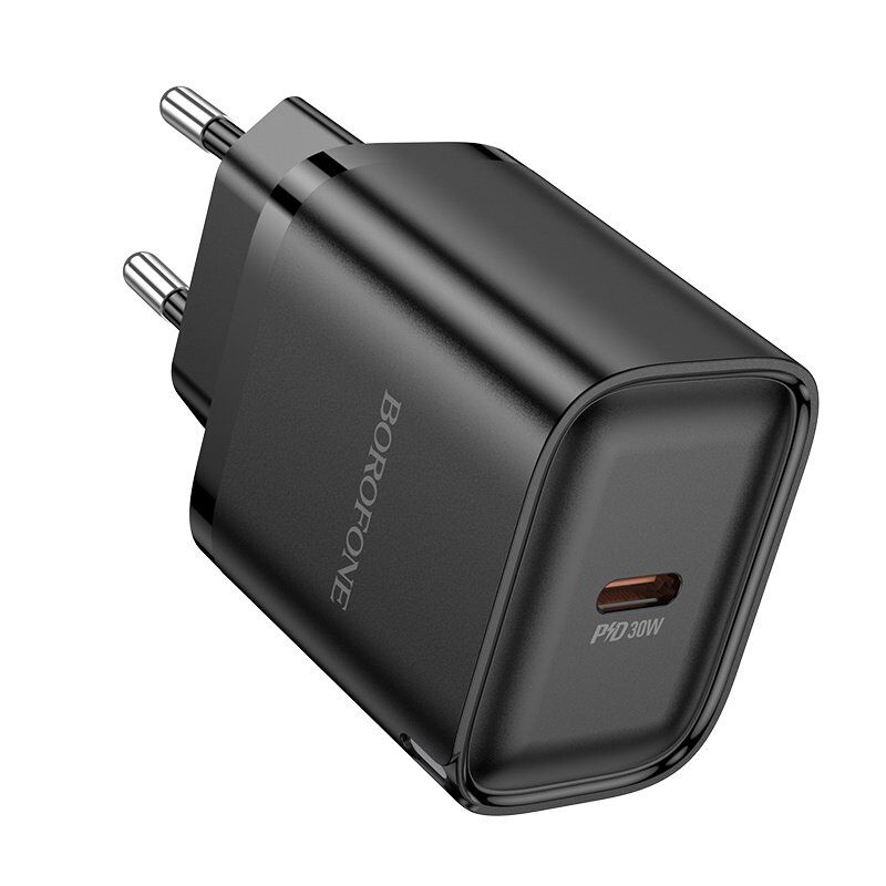Мережевий зарядний пристрій BOROFONE BA84A TYPE-C PD 30W, чорний Мережевий зарядний пристрій BOROFONE BA84A TYPE-C PD 30W, чорний