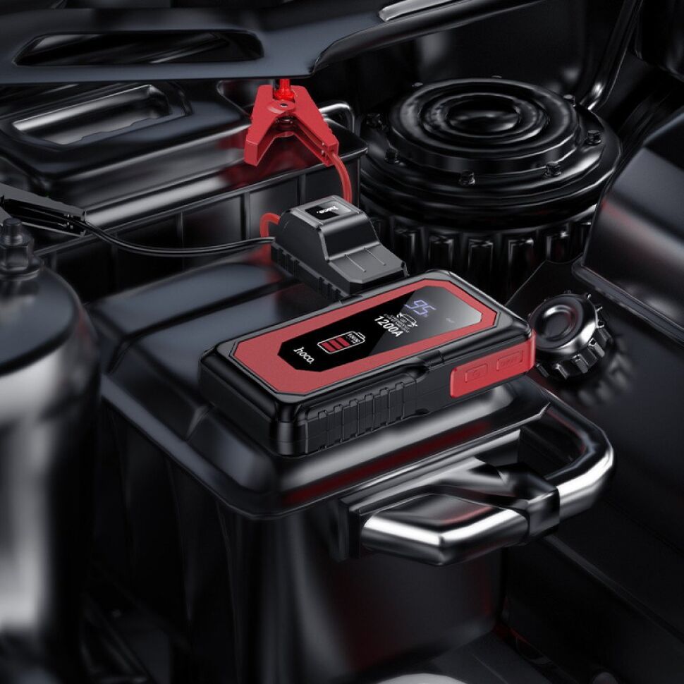 Пуско-зарядний пристрій для акумулятора HOCO QS3 3В1 з power bank на 10000mAh + ліхтарик, чорний