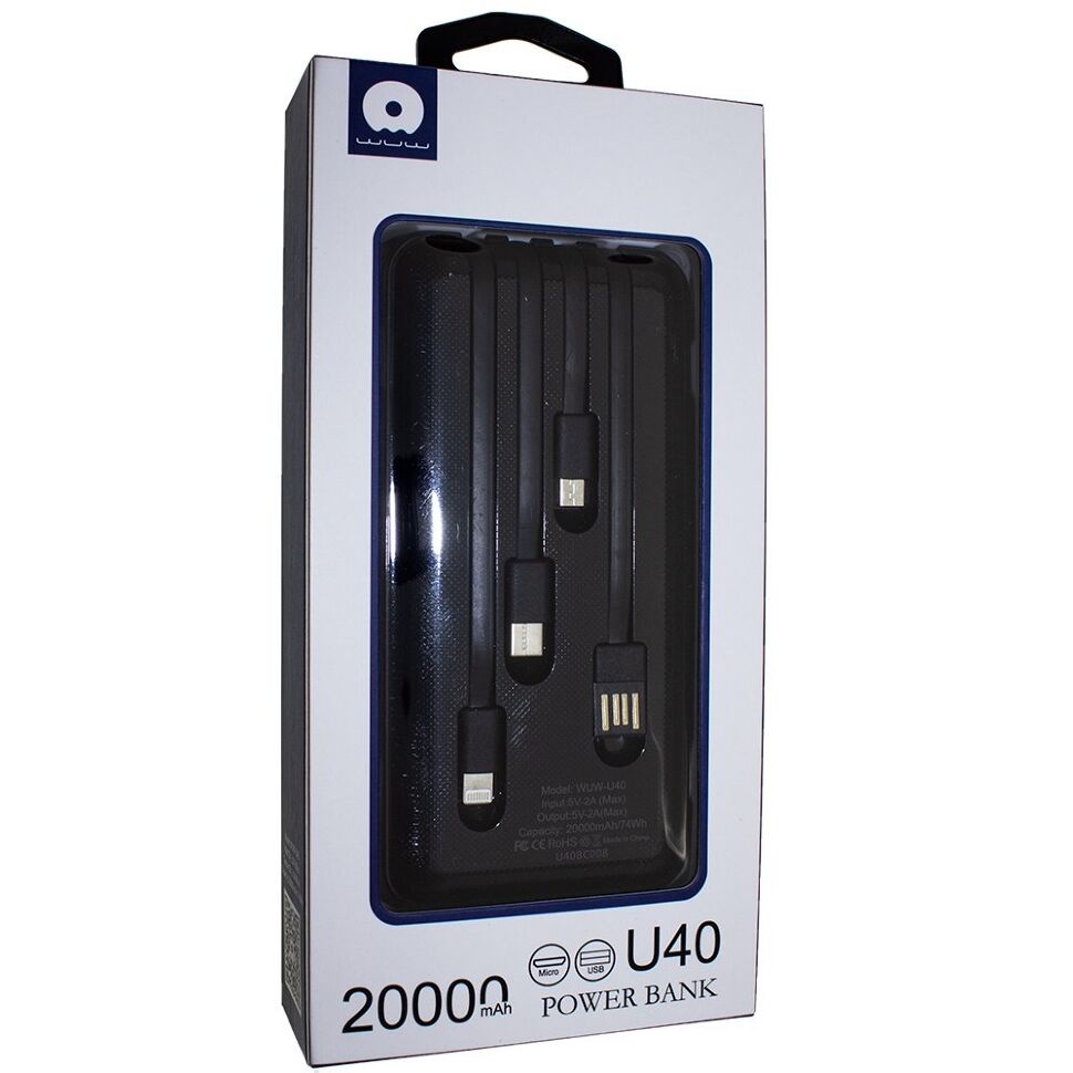 Power Bank WUW U40 20000 mAh ЧОРНИЙ (64)