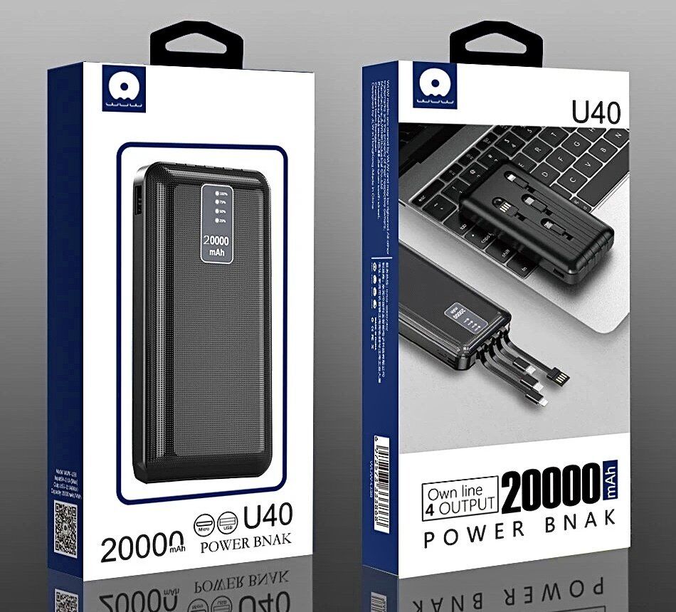 Power Bank WUW U40 20000 mAh ЧОРНИЙ (64)