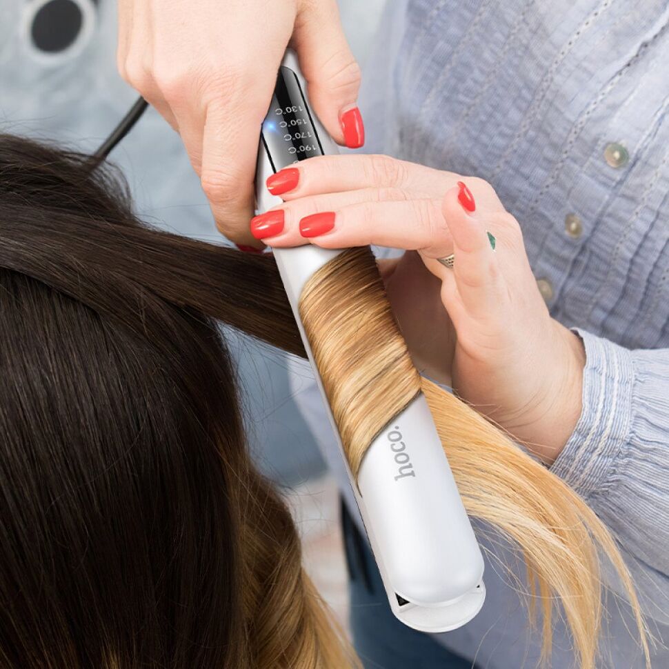 Випрямляч для волосся 2-в-1 HOCO HP40 випрямлення та завивка, БІЛИЙ Випрямляч для волосся 2-в-1 HOCO HP40 випрямлення та завивка, БІЛИЙ