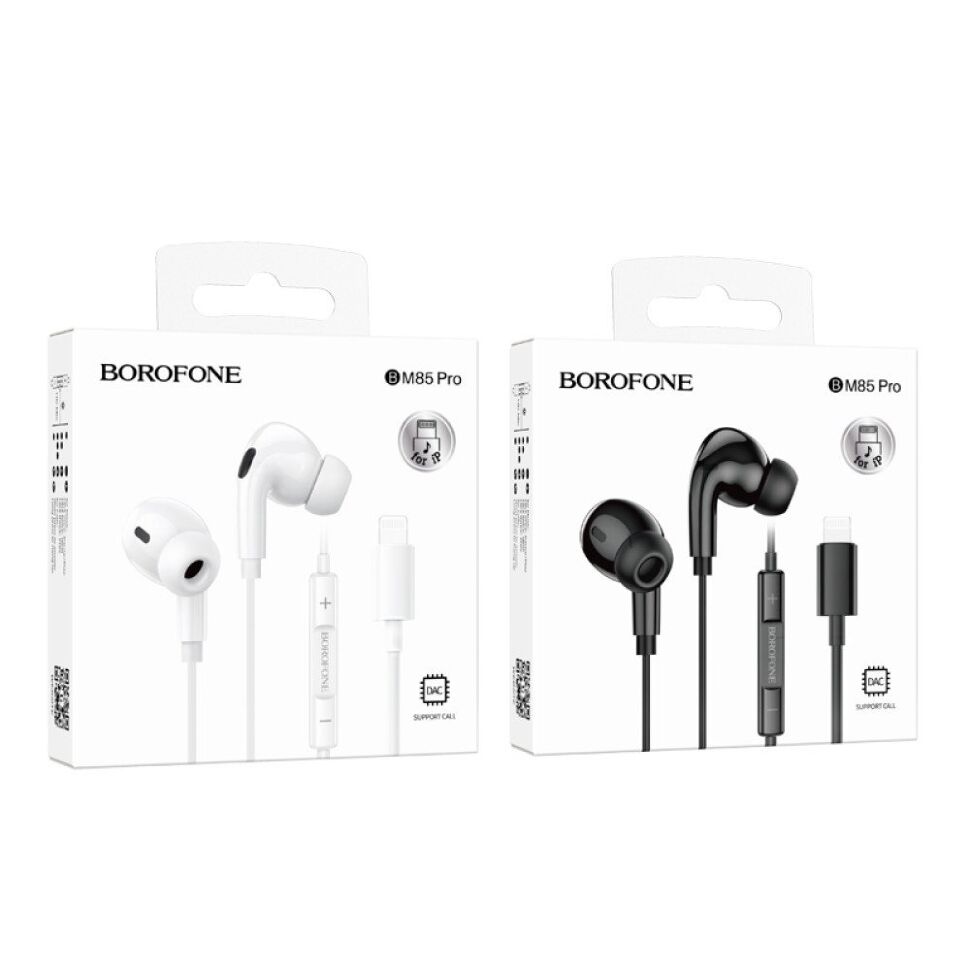 Дротові навушники BOROFONE BM85 PRO Lightning, білий Дротові навушники BOROFONE BM85 PRO Lightning, білий