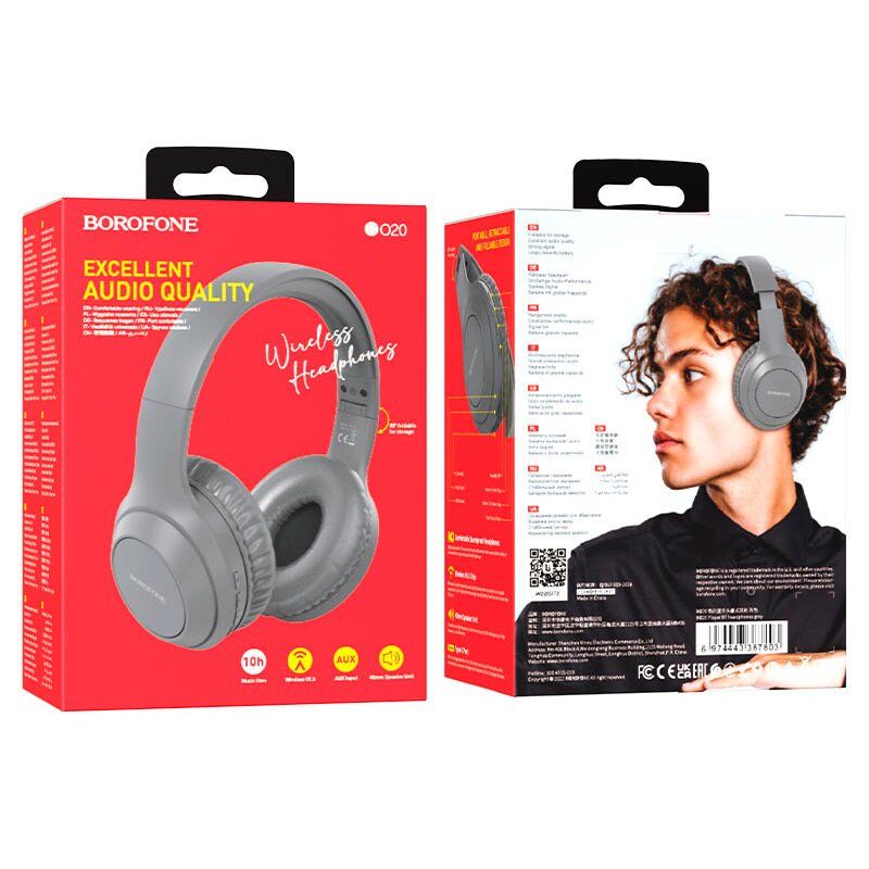 Бездротові повнорозмірні навушники BOROFONE BO20 Player, сірий