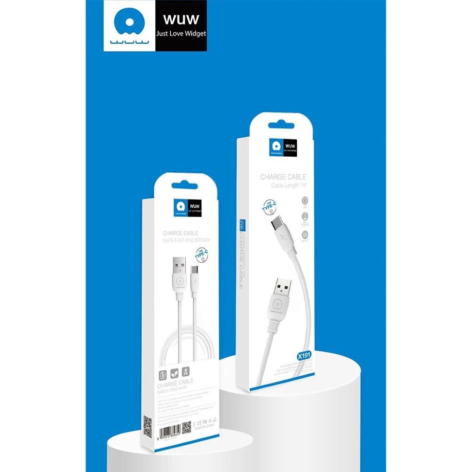Кабель USB WUW X191 USB - Type-C 2A БІЛИЙ (500) Кабель USB WUW X191 USB - Type-C 2A БІЛИЙ (500)