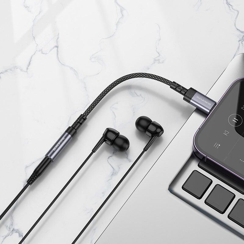 Переходник Borofone BV24 Type-C - Jack 3.5, сірий