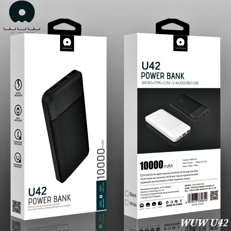 Power Bank WUW U42 10000 mAh ЧОРНИЙ