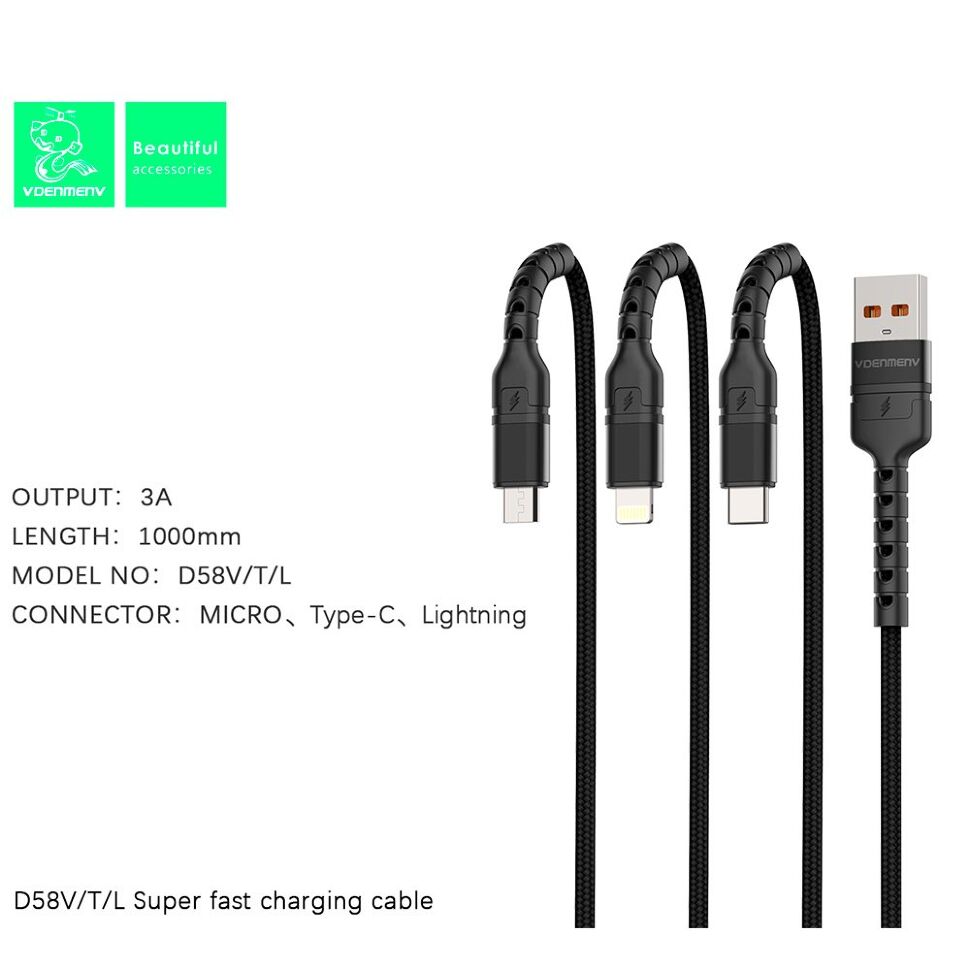 Кабель USB Denmen D58L USB - Lightning (2.4A) Кабель USB Denmen D58L USB - Lightning (2.4A)