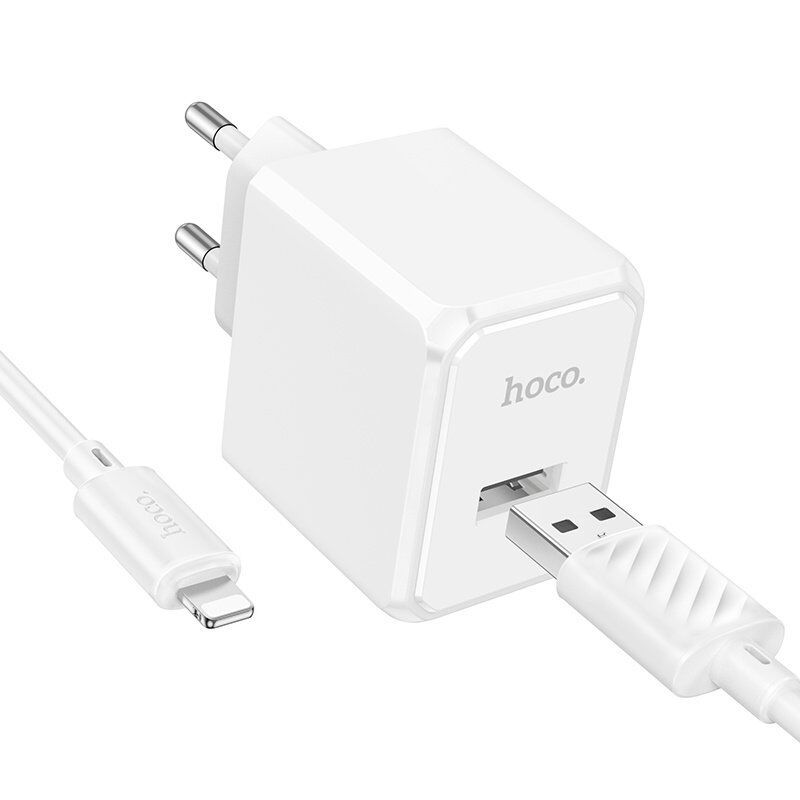 СЗУ HOCO CS11A (1USB) + USB - Lightning (28pc) (белый)