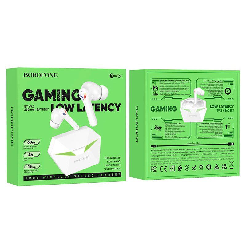 Бездротові навушники BOROFONE BW24 ігрові, білий