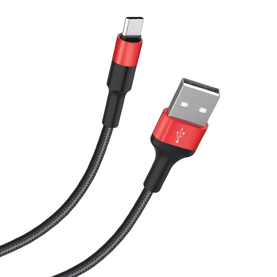 USB кабель HOCO X26 USB  -  Type-C, 1 м, кабель для зарядки і передачі даних, чорно-золотий