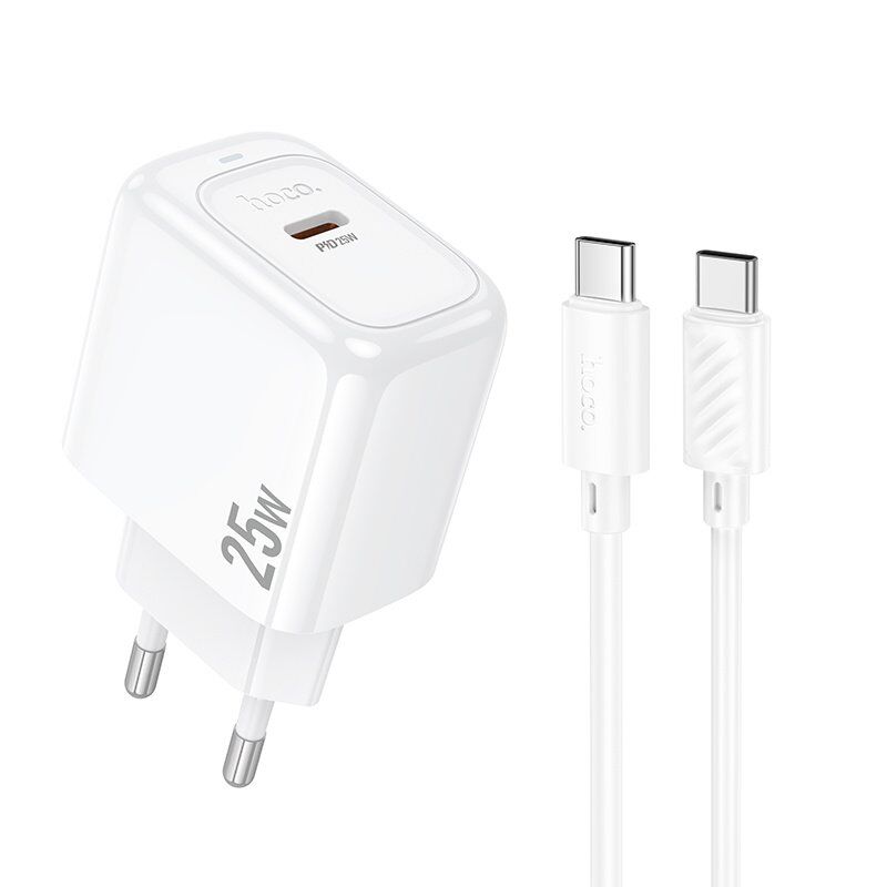 Мережевий зарядний пристрій HOCO CS53A TYPE-C PD 25W + КАБЕЛЬ TYPE-C - TYPE-C, білий