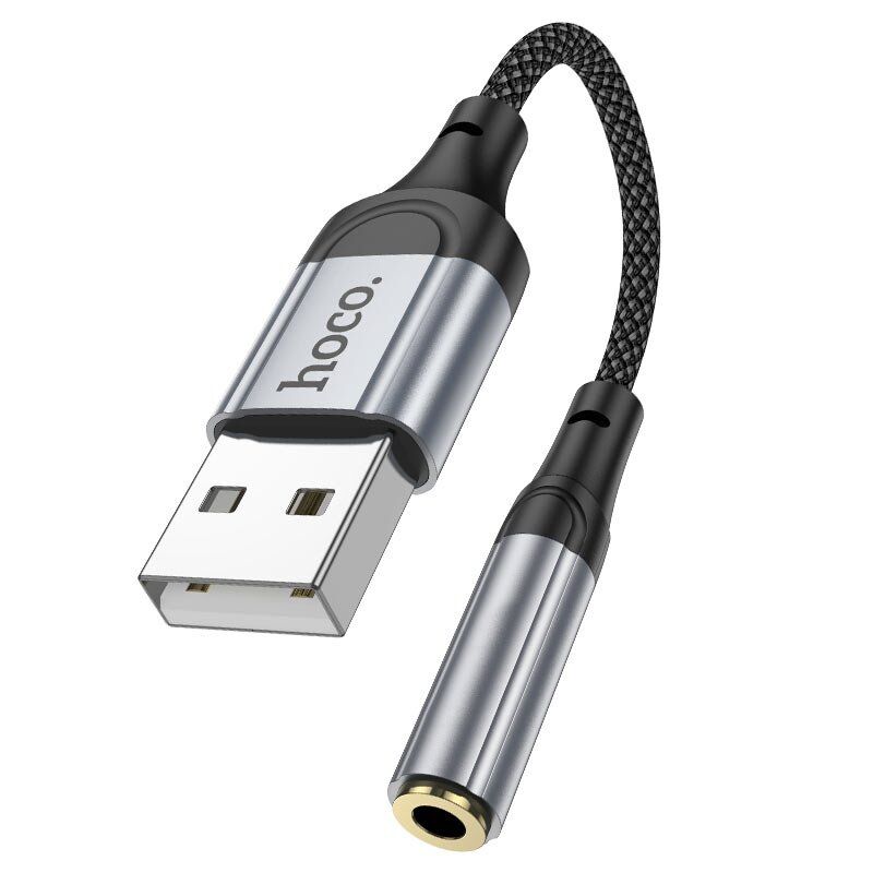 Переходник HOCO LS36, внешняя звуковая карта USB  -  jack 3.5 мм, 0,12 м, чёрный