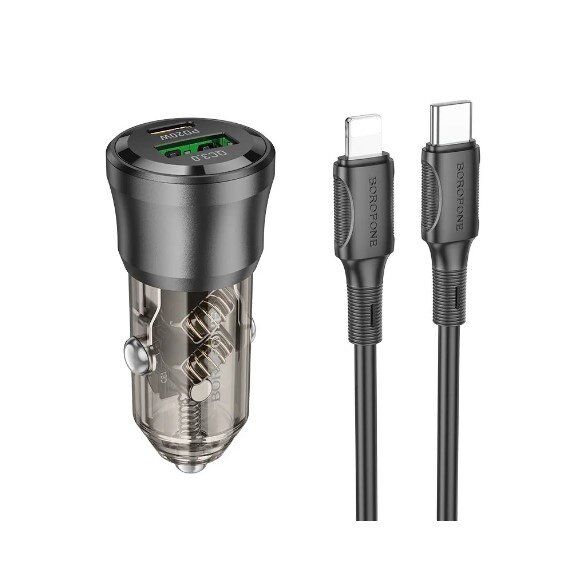 Автомобільний зарядний пристрій HOCO NZ12B PD 48W + QC3.0 Type-C + USB-A + кабель TYPE-C - LIGHTNING Автомобільний зарядний пристрій HOCO NZ12B PD 48W + QC3.0 Type-C + USB-A + кабель TYPE-C - LIGHTNING