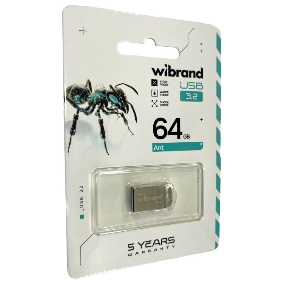 USB флеш 64Gb Wibrand Ant 3.2 Gen1 Silver USB флеш 64Gb Wibrand Ant 3.2 Gen1 Silver
