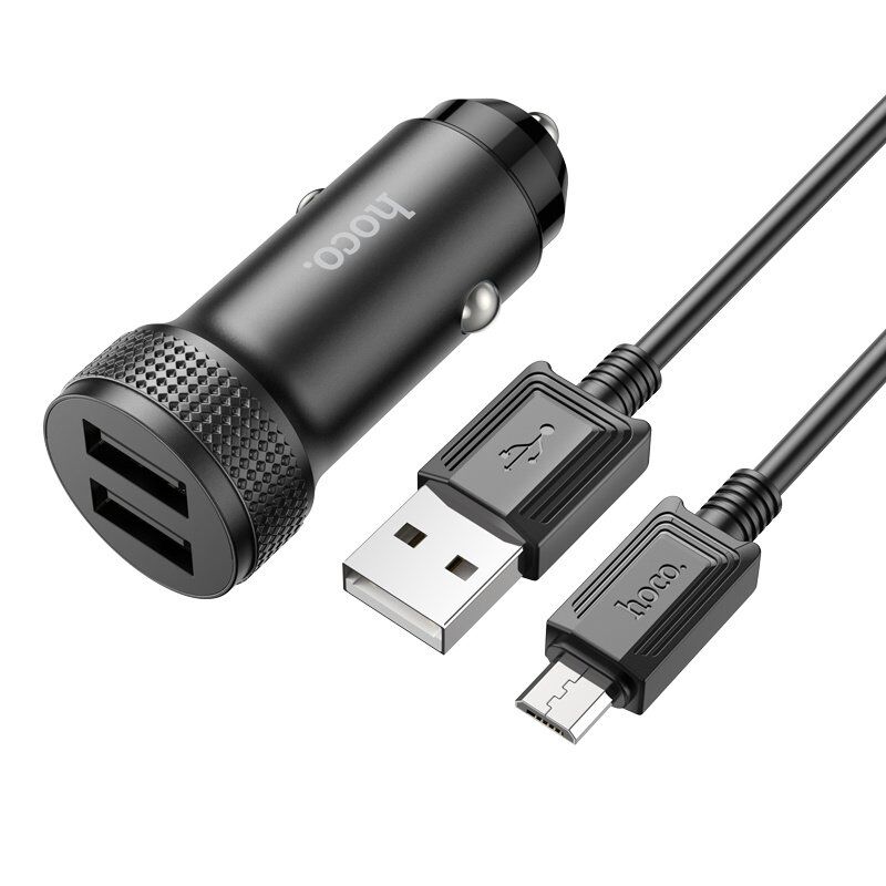 Автомобільний зарядний пристрій HOCO Z49 2USB 2,4A + кабель USB - Micro USB, чорний