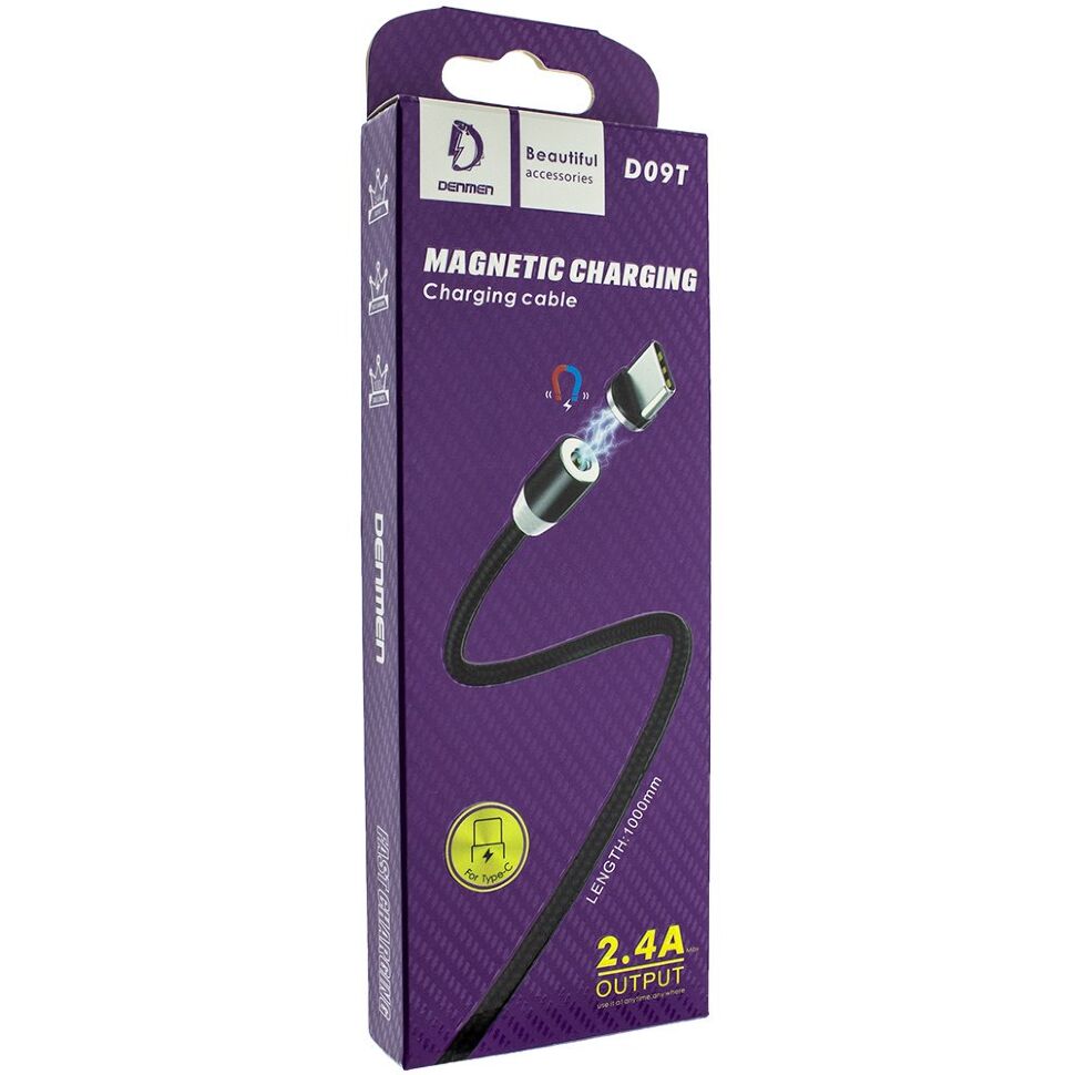 Кабель USB Denmen D09T магнітний MAGNET USB - Type-C (2.4A) ТКАНИНОВА ОПЛЕТКА Кабель USB Denmen D09T магнітний MAGNET USB - Type-C (2.4A) ТКАНИНОВА ОПЛЕТКА
