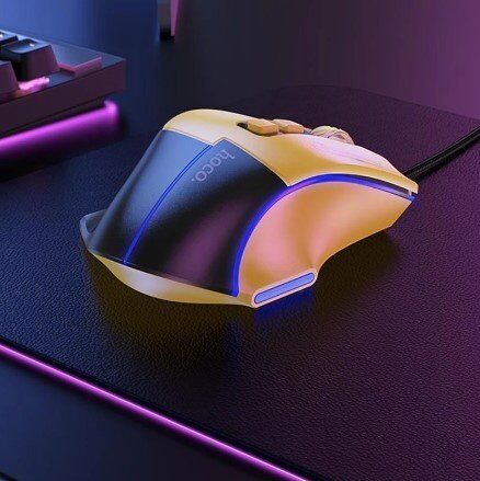 Мишка дротова HOCO GM31 Overlord luminous gaming, black yellow