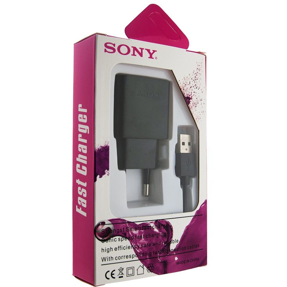СЗУ USB SONY UCH10 + USB MICRO в уп. 2A ЧОРНИЙ