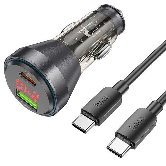 Автомобільний зарядний пристрій HOCO NZ12B PD 48W + QC3.0 Type-C + USB-A + кабель TYPE-C - TYPE-C Автомобільний зарядний пристрій HOCO NZ12B PD 48W + QC3.0 Type-C + USB-A + кабель TYPE-C - TYPE-C