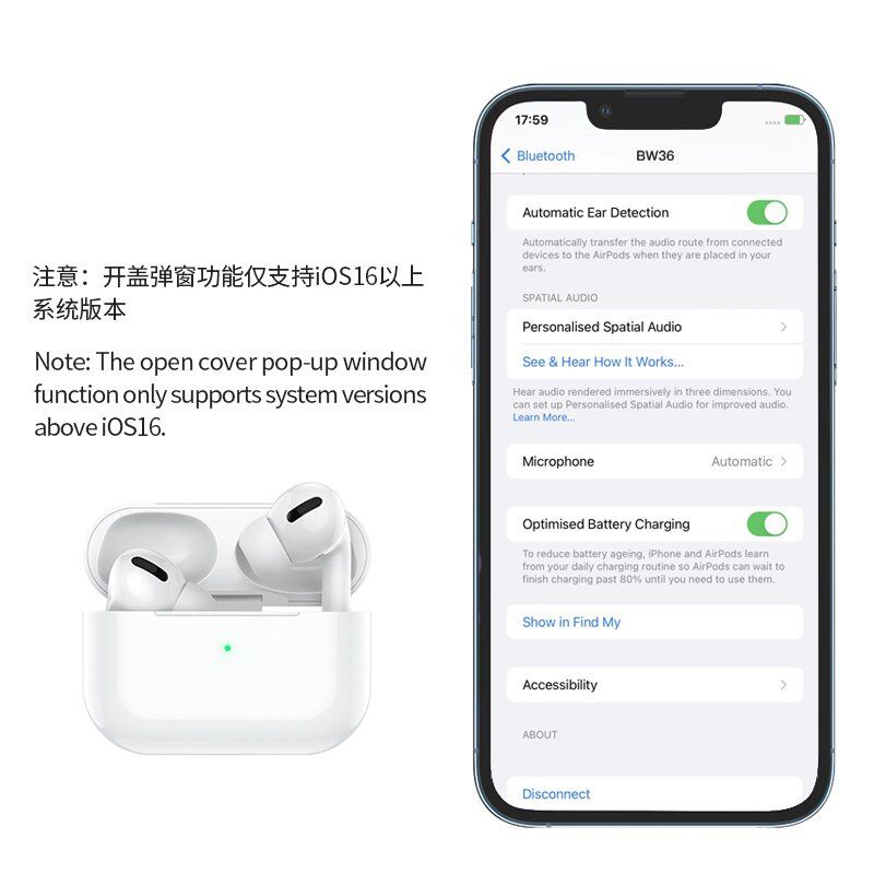 Бездротові навушники BOROFONE BW36, білий Бездротові навушники BOROFONE BW36, білий