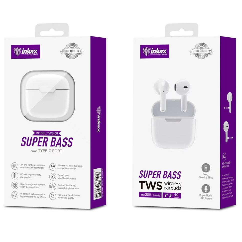 Бездротові навушники INKAX TWS-08 SUPER BASS Бездротові навушники INKAX TWS-08 SUPER BASS