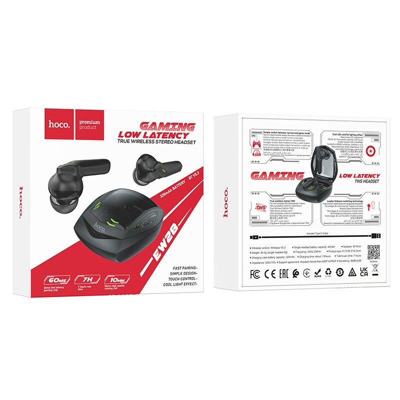 Бездротові навушники HOCO EW28, чорний Бездротові навушники HOCO EW28, чорний