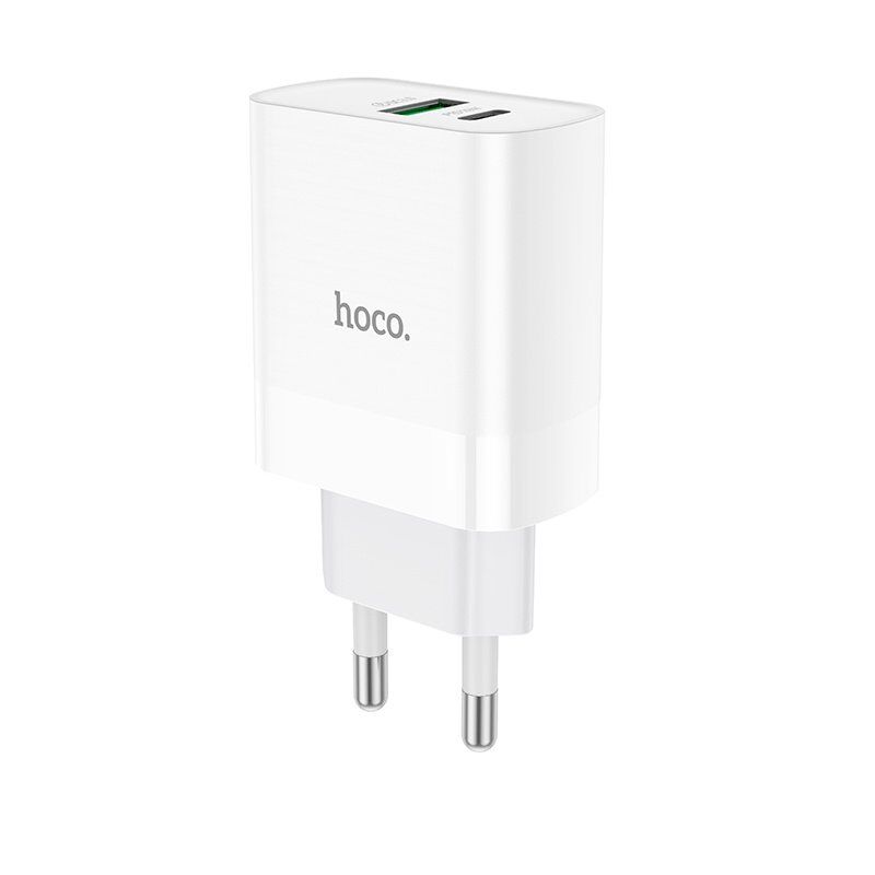 Мережевий зарядний пристрій HOCO NT9 TYPE-C PD 20W + USB QC 3.0, БІЛИЙ