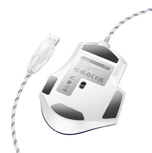 Мишка дротова HOCO GM31 Overlord luminous gaming, white blue