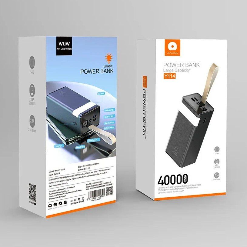 Power Bank WUW Y114 40000 mAh ЧОРНИЙ (40/5)